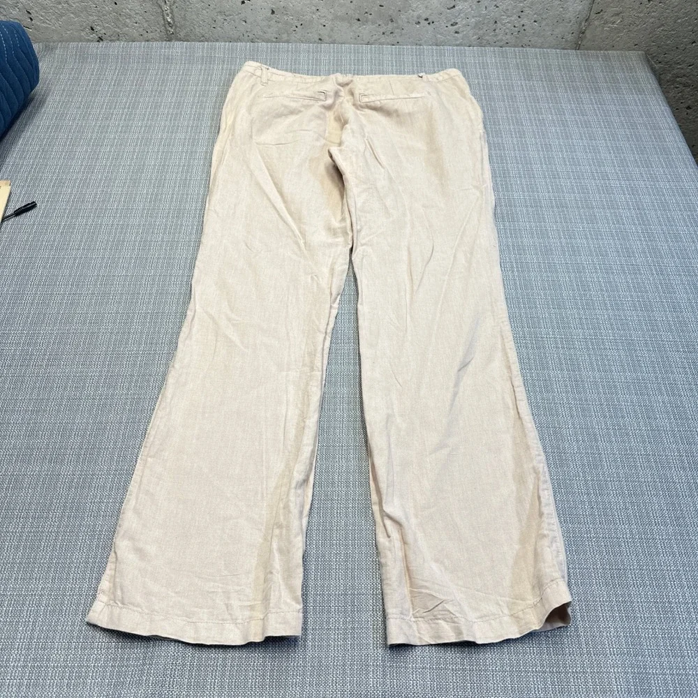 Coastal Linen Blend Pants Womens 8 Beige‎ Drawstring Euro Resort Vacation Travel